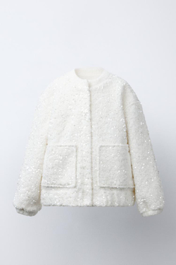 ZARA БОМБЕР С ПАЙЕТКАМИ, ЭКРЮ
