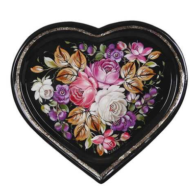 Уникальный жостовский поднос декоративный, размер 17х16 см (Уникальный), металлический