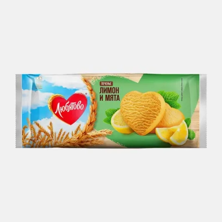 Печенье Сдобное со вкусом Лимон и Мята Любятово 250г