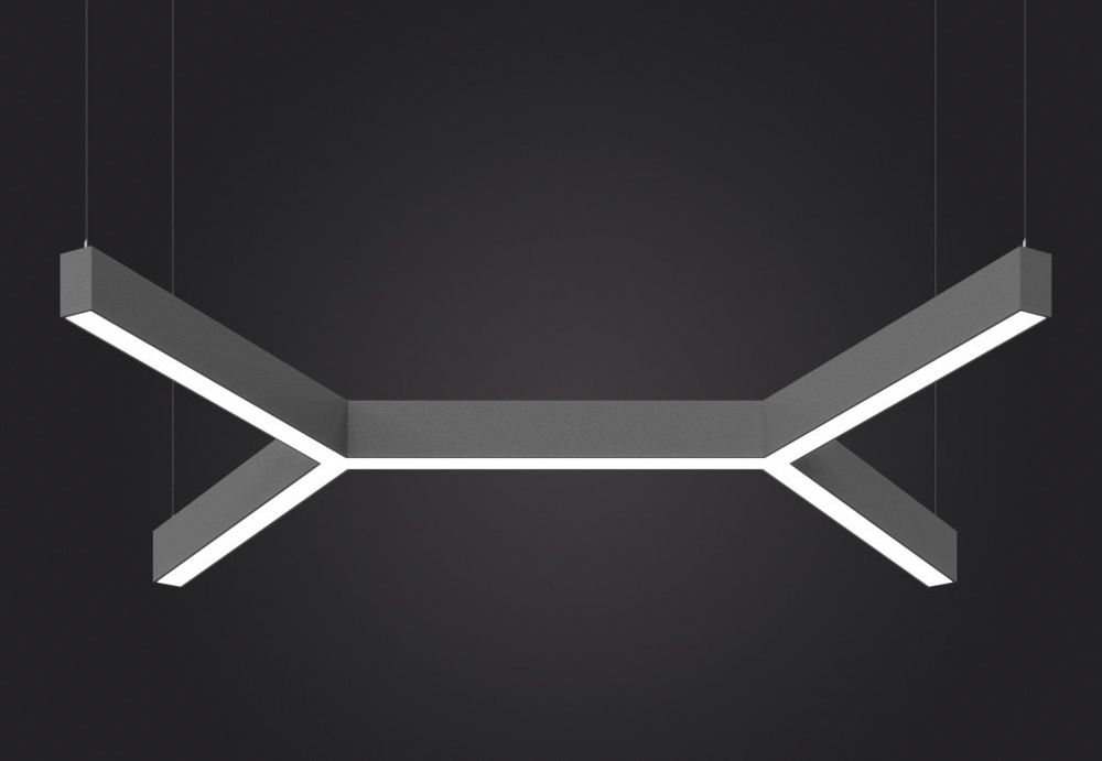 Подвесной LED светильник LP85-TRIOLA-DUO-700 100Вт (сегмент 728 мм) 3000К 9200Лм серый 1543х1311х80мм DARKLUM