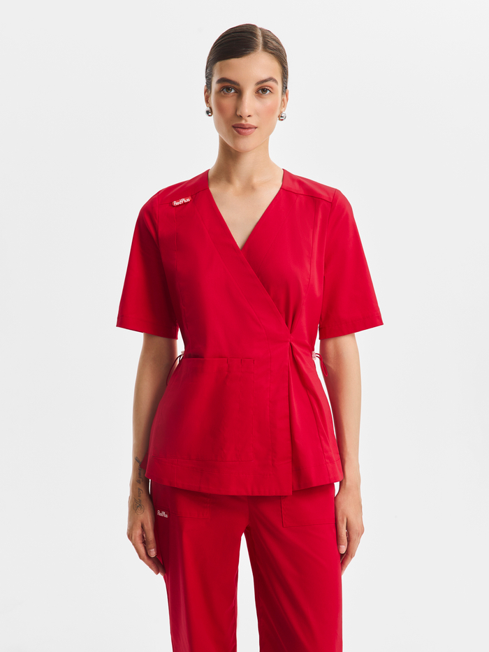 Топ с запахом медицинский женский Йошо, красный хлопок