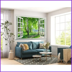Окно фотообои на стену 200х150см виниловые на флизелиновой основе, обои в дом