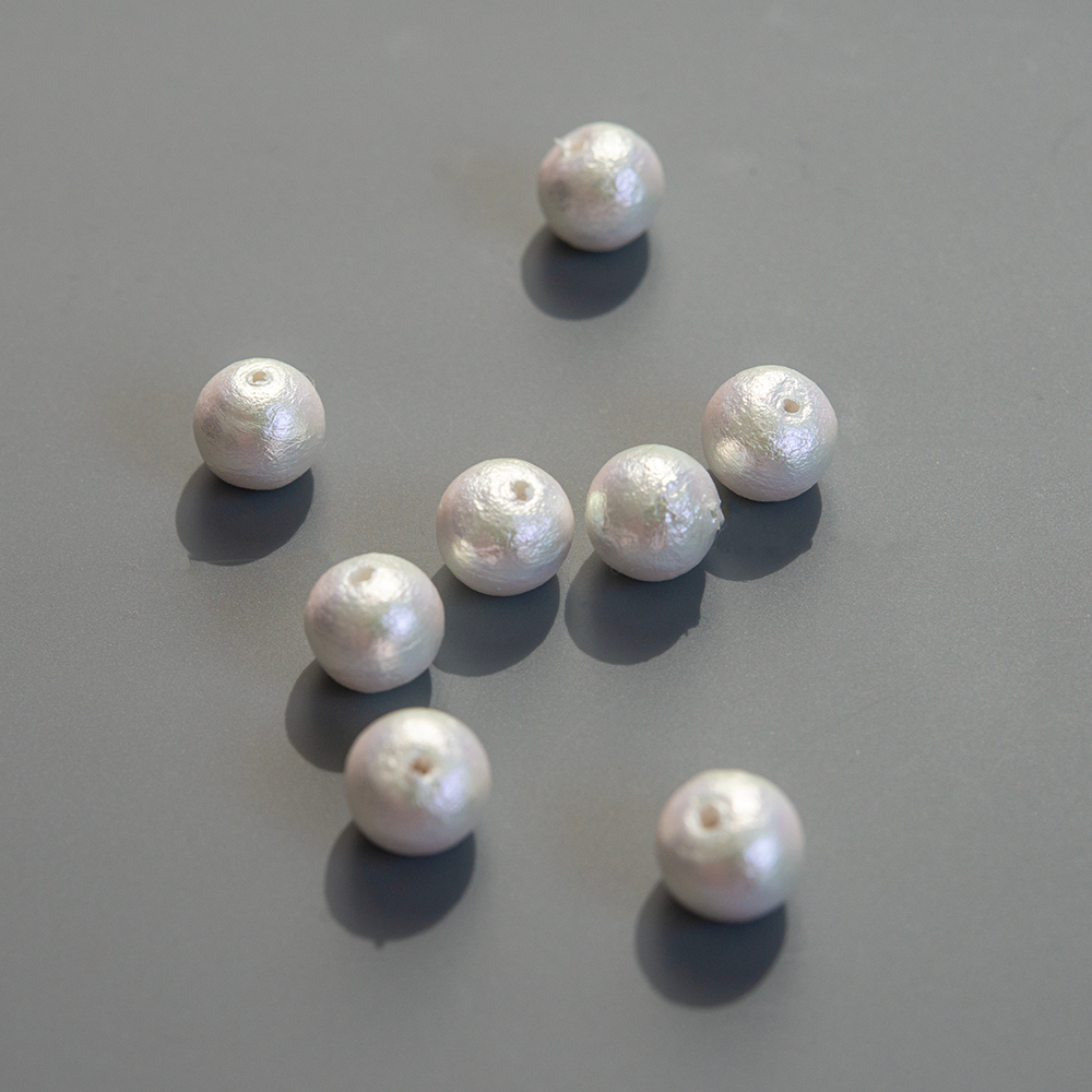 Хлопковый жемчуг, оттенок "Rich White", шар 8мм, сквозное отверстие