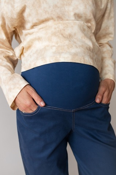 Джинсы для беременных свободные, Темно-синий