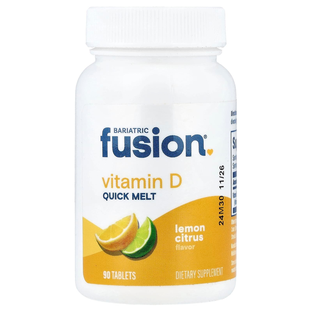 Bariatric Fusion, витамин D, Quick Melt, лимон и цитрус, 90 таблеток (125 мкг в 1 таблетке)