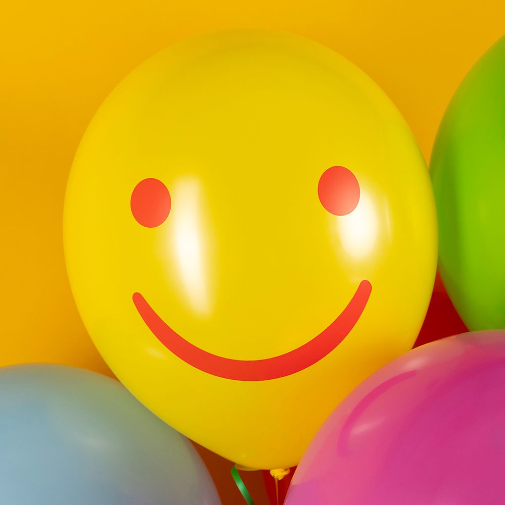 Шар (12''/30 см) Яркие смайлы, Ассорти, пастель, 2 ст, 25 шт.