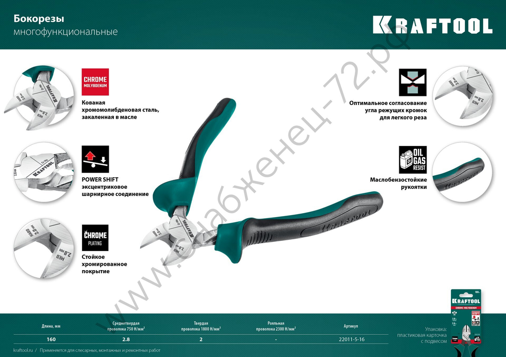 KRAFTOOL 160 мм, Бокорезы (22011-5-16)