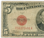 Банкнота США 5 долларов 1928C F 56373496 A. VG-F (красная печать)