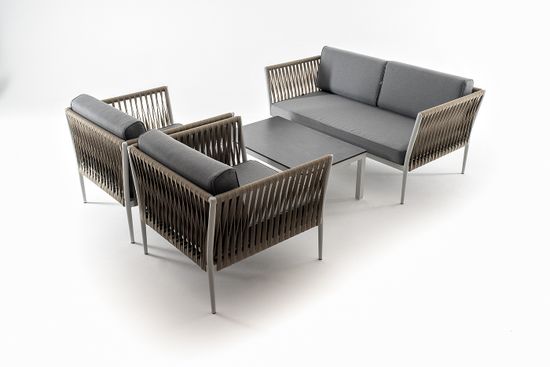 "Касабланка" лаунж-зона плетеная из роупа 4-местная, цвет серый