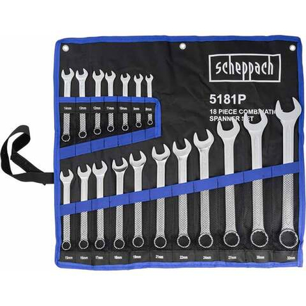 Набор комбинированных ключей Scheppach 8-19, 21, 22, 24, 27, 30, 32 мм, 18 предметов Sch-5181P(59128)