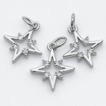 Подвеска Звезда, родиевое покрытие, фианиты, размер 15*12 мм, цена за 1 шт