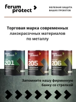 Краска по металлу и ржавчине 3в1 Ferumprotect-201 ЗЕЛЕНЫЙ МОХ (0,9 кг) грунт-эмаль алкидная, быстросохнущая, полуматовая