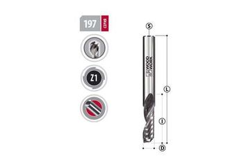 Фреза спиральная Upcut z=1 4х45х15 мм, s=4 мм WOODWORK 197.1545.04