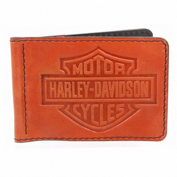 Зажим для денег с тиснением Harley Davidson (коричневый ) (1)