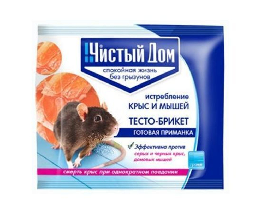 Чистый дом Тесто-брикет от крыс 200 гр