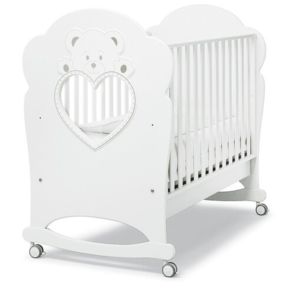 Детская кроватка Erbesi Cucciolo 125х65 см колесо-качалка белый