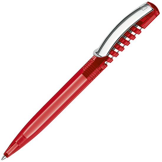 Ручка New Spring Polished, синяя. Цвет корпуса прозрачно - красный с металлическим клипом