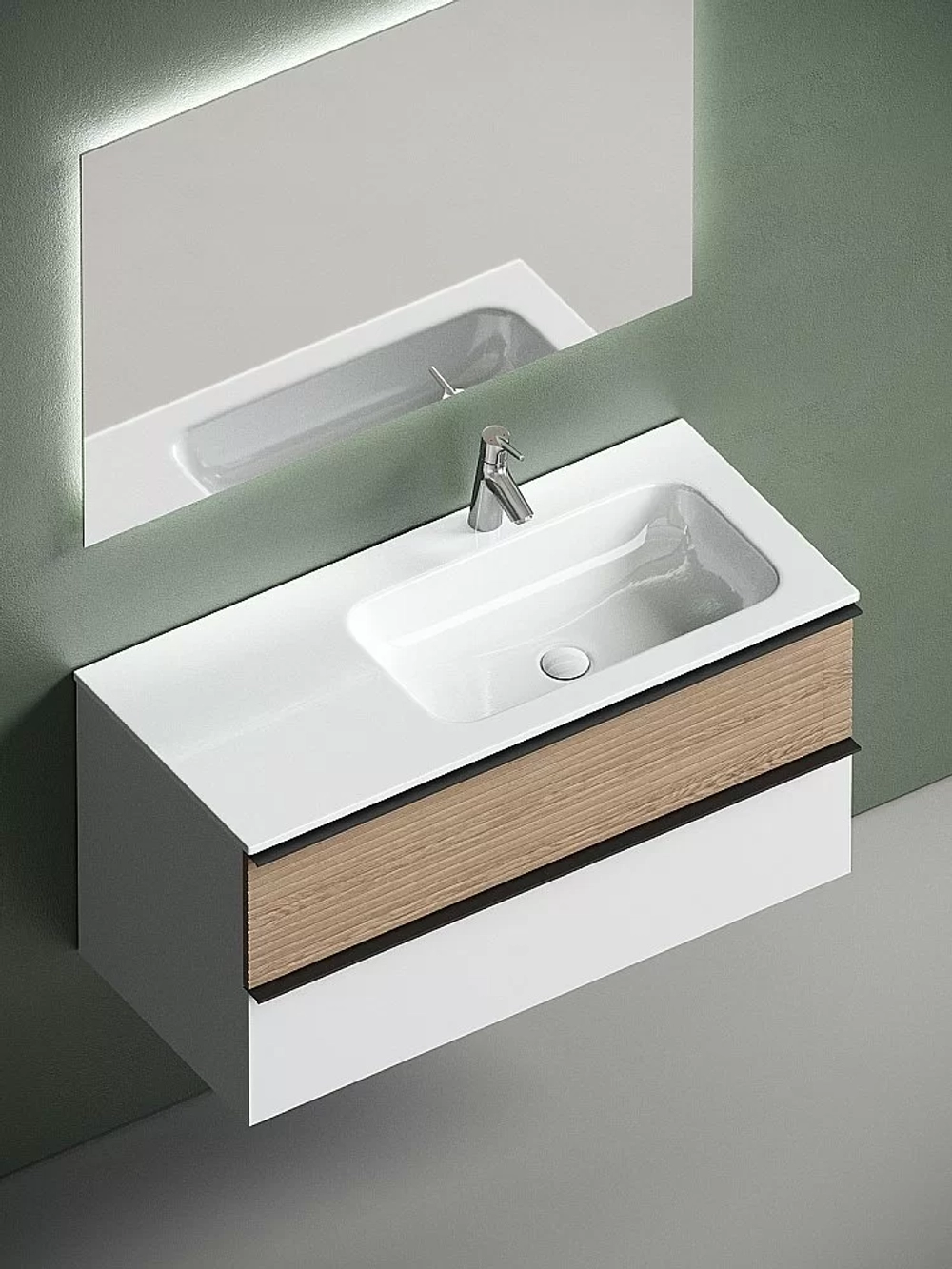 Тумба с раковиной Sancos DELTA DL100RW + CN7015 100 дуб светлый/белый