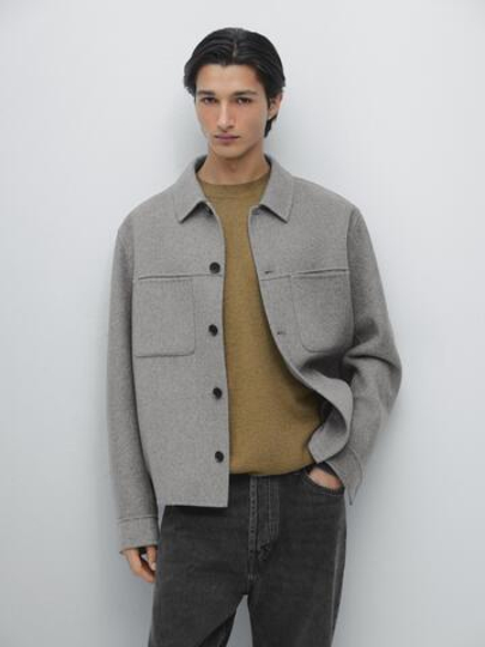 Massimo Dutti Тонкая кашемировая куртка с карманами, серый