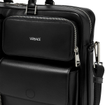 VERSACE Smooth Leather With Cow Leather One Shoulder Crossbody Handheld Briefcase Laptop Bag Men"s Black