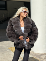 Шуба из меха финского песца 90см трансформер в 60см