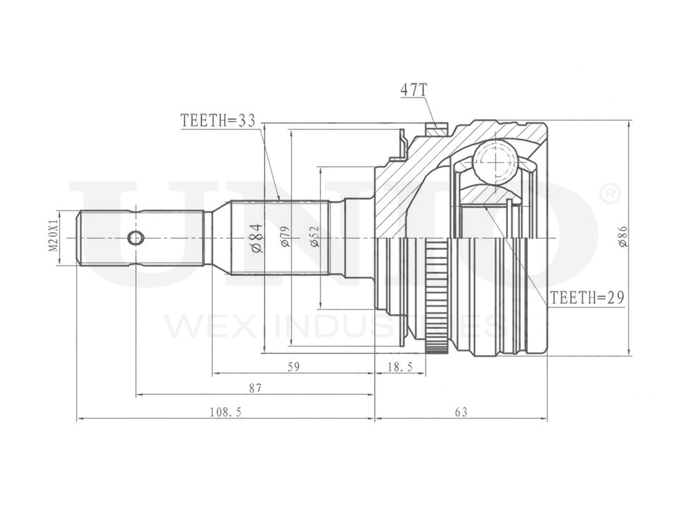 ШРУС внешний UNIO CVJ-20225