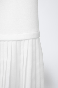 ZARA ПЛИССИРОВАННАЯ ЮБКА МИДИ, ЖЕЛТОВАТО-БЕЛЫЙ