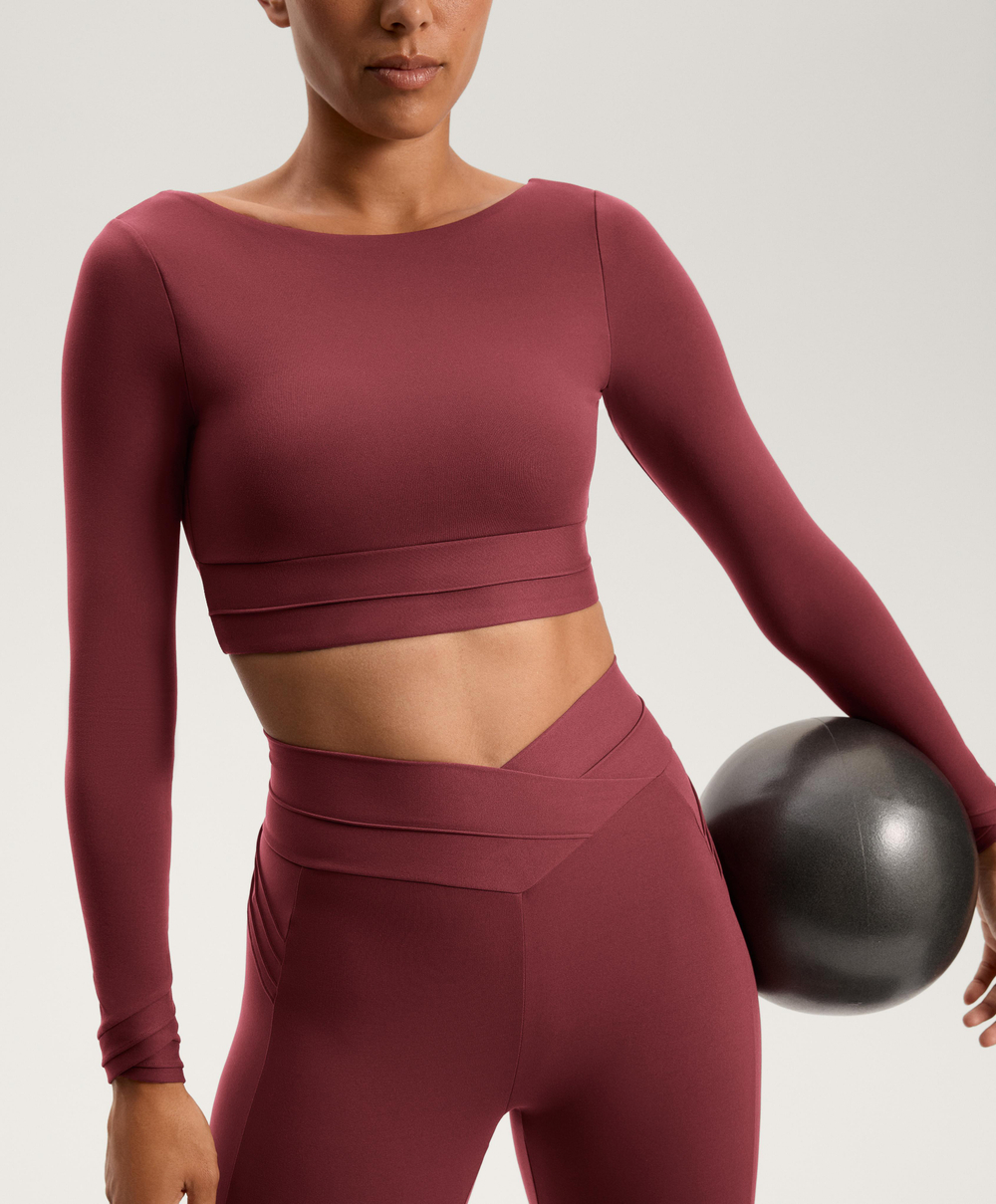 Oysho Лонгслив Comfortlux, сливовый