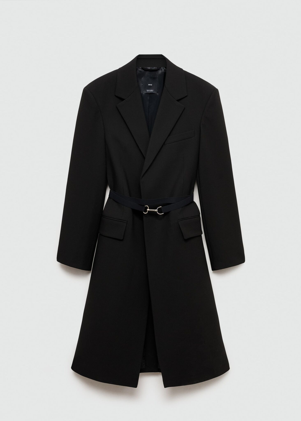 MANGO Двойное тканевое пальто с поясом, черный