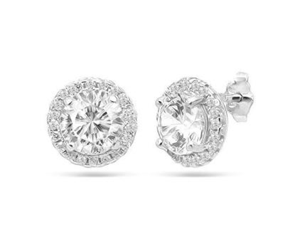 Серьги из серебра с фианитами