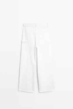 Massimo Dutti Хлопковые брюки карго, белый