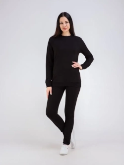 Свитшот без начеса и капюшона однотонный стильный, хлопок