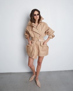 Тренч на молнии из хлопка Бербери кэмел