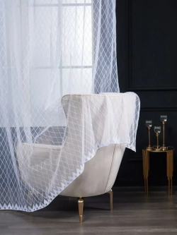 Тюль в спальню кухню длинный готовый 300 на 250