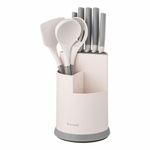 Набор ножей и кухонных принадлежностей 9 предметов, вращающаяся подставка, цвет серый, 671-211