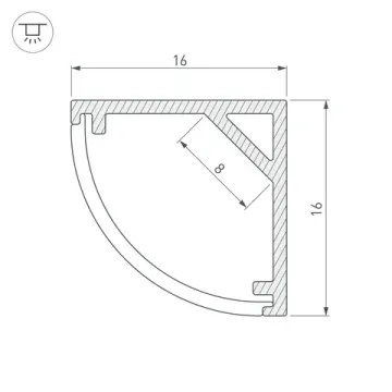 Профиль с экраном для контурной подсветки 2м 036843 серебристый SL-KANT-H16-2000 ANOD+OPAL Arlight