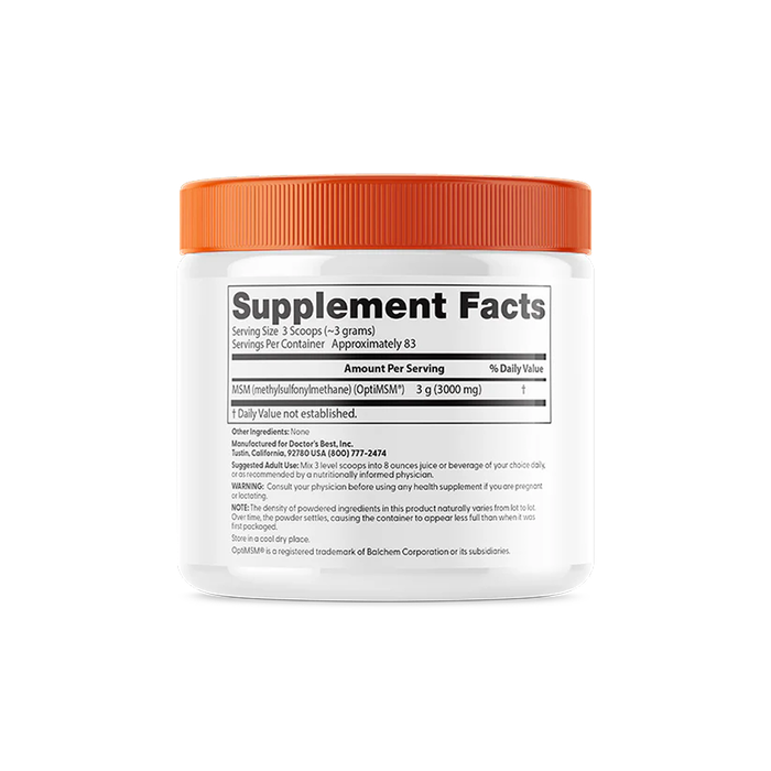 Порошок MSM, Doctor&#39;s Best MSM Powder with OptiMSM, 250 г 2