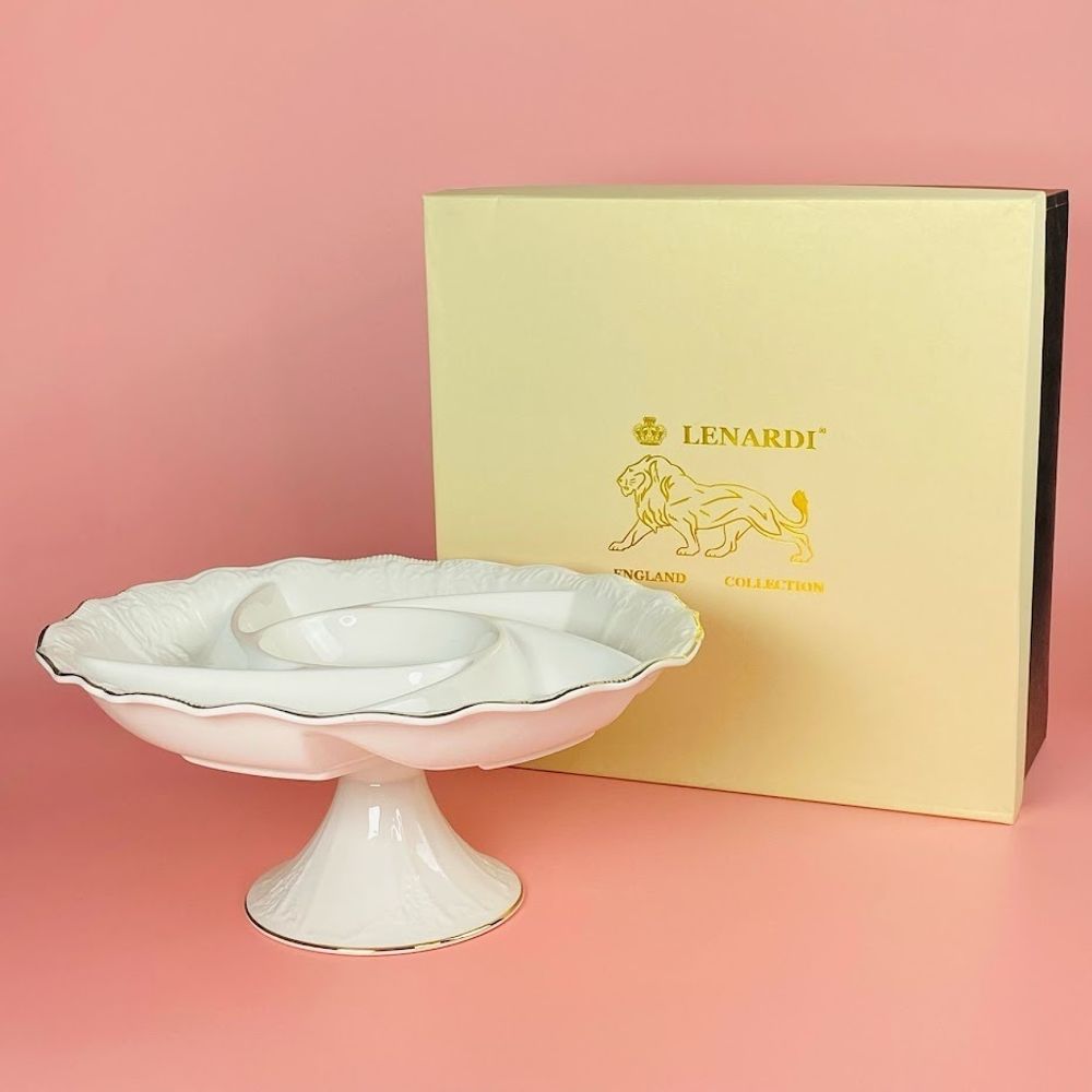 Lenardi 102-160 Менажница 30,5см на ножке АГАТА в под.уп.(х4)Фарфор