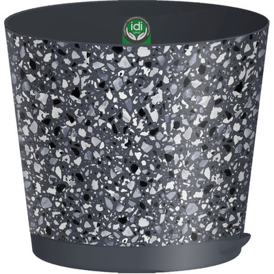 Горшок для цветов пластиковый 4л d-20см «Stone Flower» с прикорневым поливом с декором серый