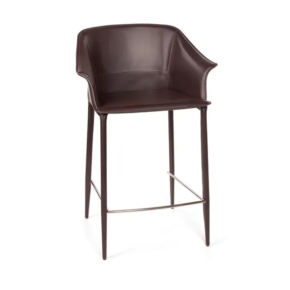Полубарный стул Gio, коричневая кожа