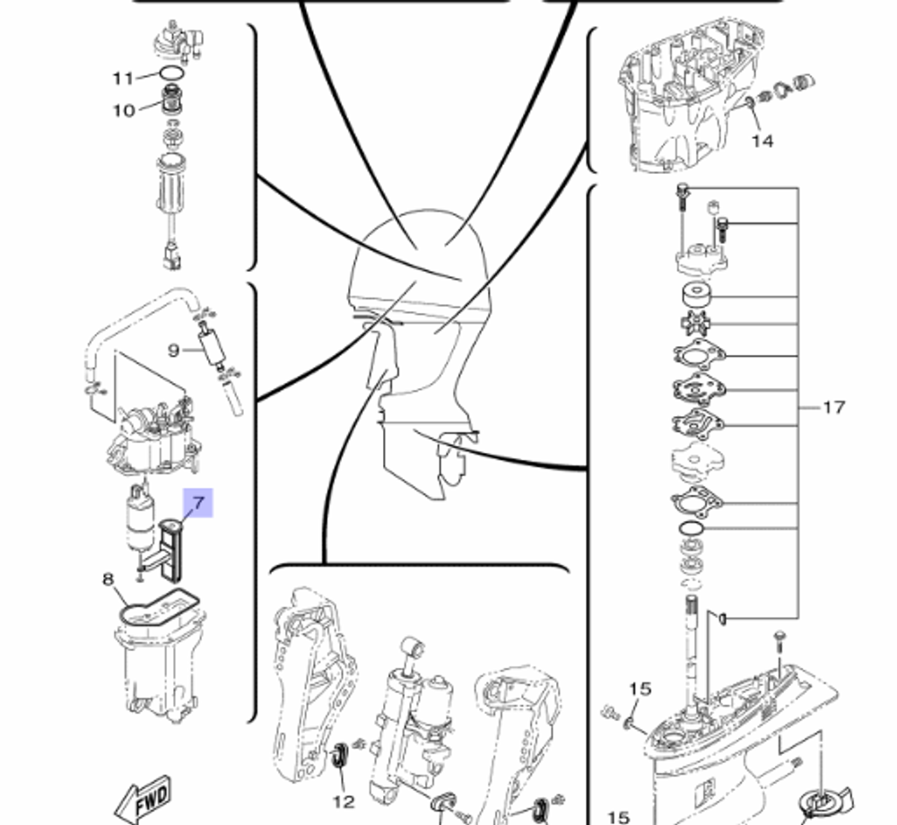 Фильтр топливный для лодочных моторов F40-F100; 6C5139150000