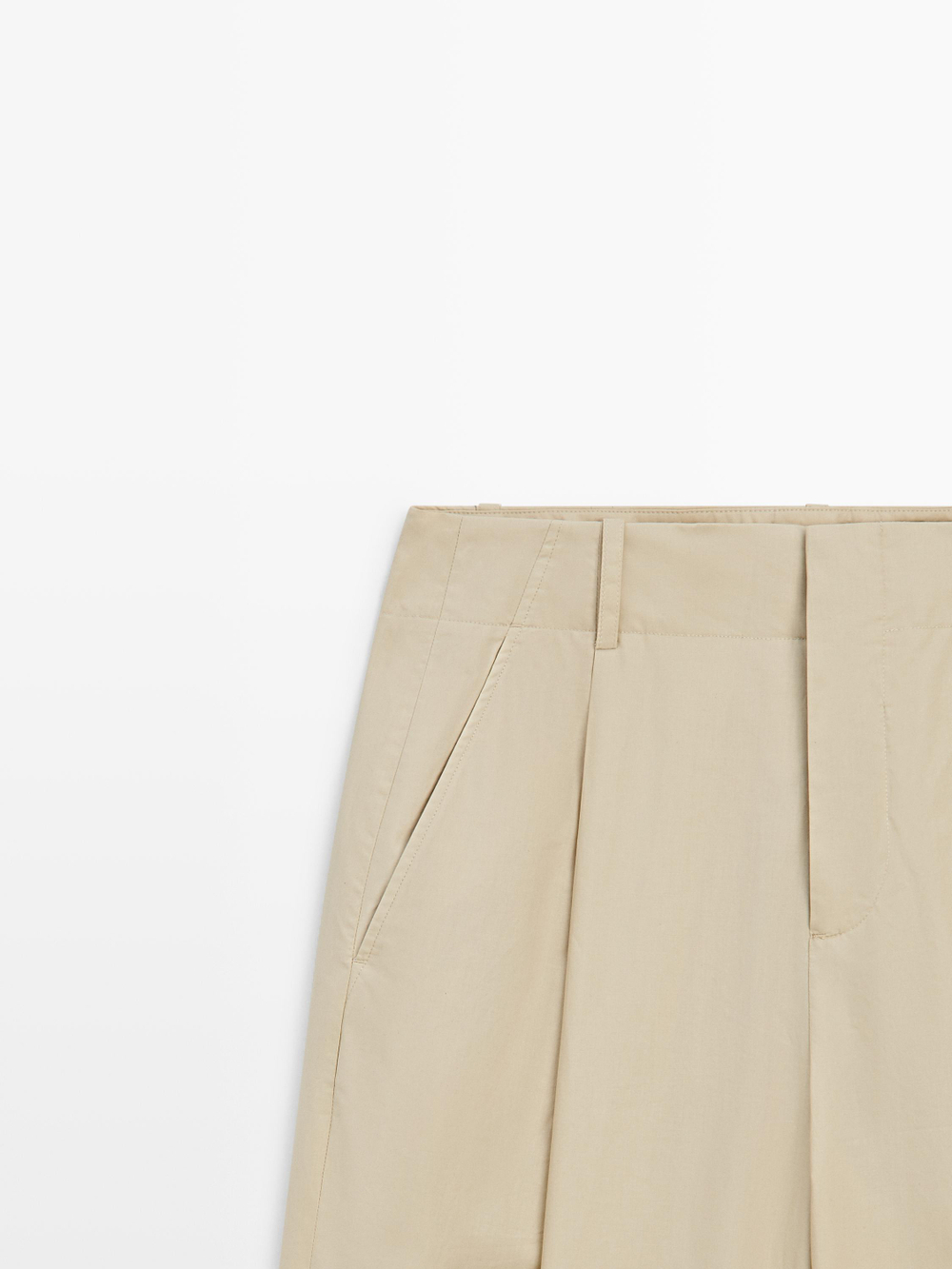 Massimo Dutti Хлопковые брюки с широкими штанинами, песочный