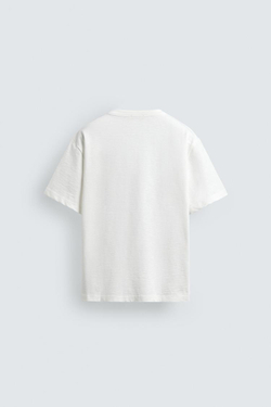 ZARA ФУТБОЛКА RELAXED FIT ИЗ РЕЛЬЕФНОЙ ТКАНИ, БЕЛЫЙ