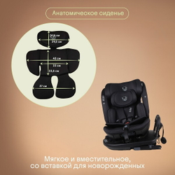 Детское автокресло Kidzi Spin plus 360 i-SIZE KDZ08B черный