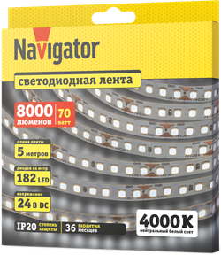 СД Лента Navigator 95 303 NLS-2835W182-14-IP20-24V 5м