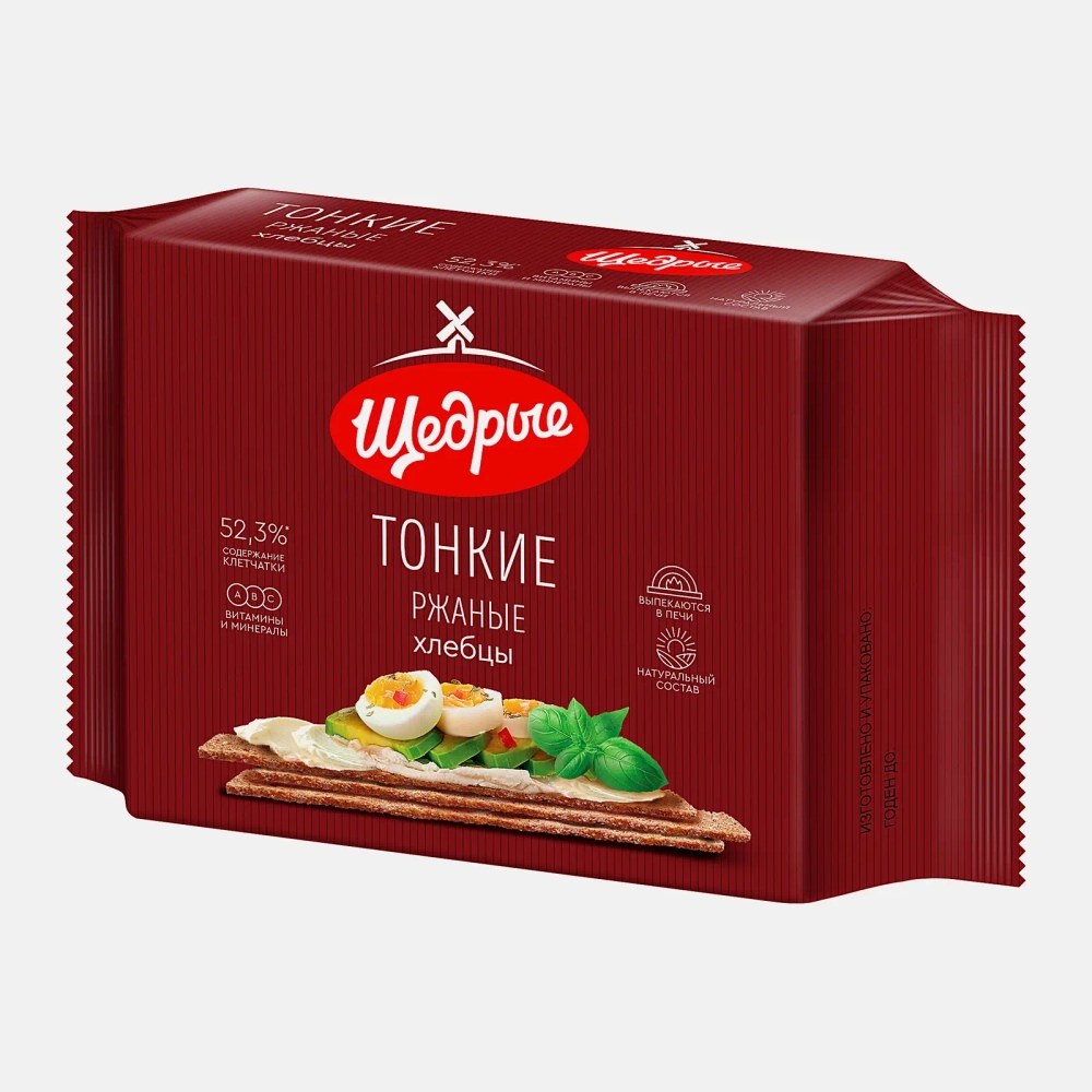 Хлебцы ржаные тонкие Щедрые 170г