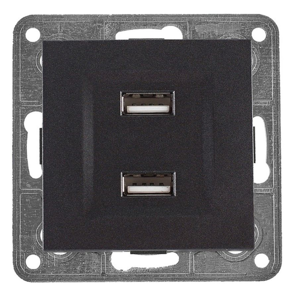 Розетка USB 2x1 Profitec Tesla графит