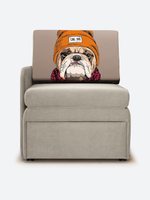 Кресло-кровать "Миник" с правым подлокотником, под правую руку, велюр Dream Beige, Бульдог