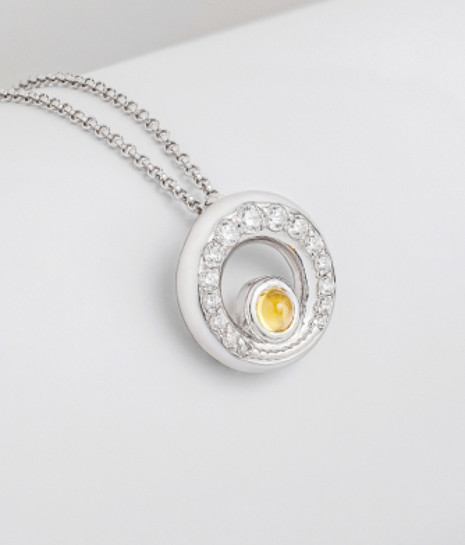 Подвес малый из серебра со вставками из цитрина и бесцветных фианитов