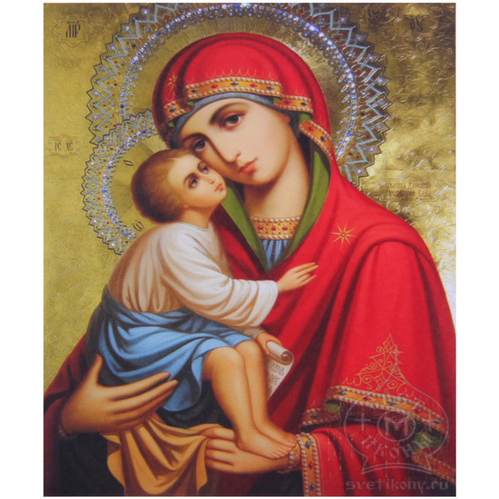 Алмазная мозаика на подрамнике с полным заполнением «МИР ЯРКИХ КРАСОК», икона, 40*50см